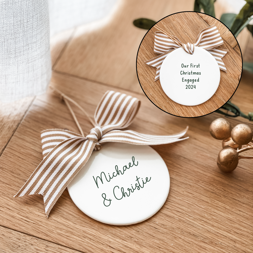 Luxe Christmas Ceramic Decoration + Gift Box - Circle - Double Sided