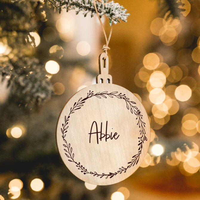 Wooden Christmas Baubles - Wreath