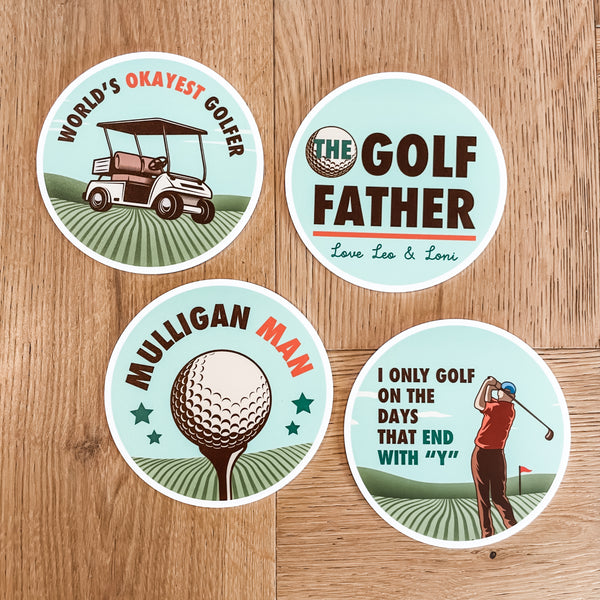 Set of 4 Circle Coasters - Retro Golf