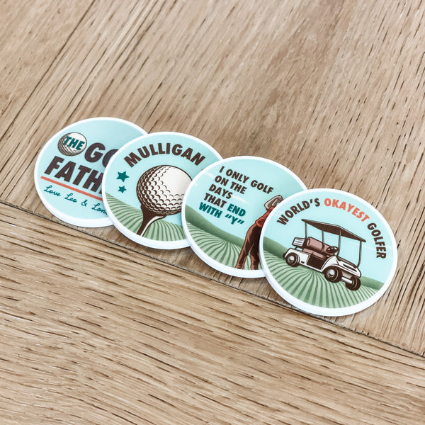 Personalised Golf Ball Markers - Set of 4 - Retro