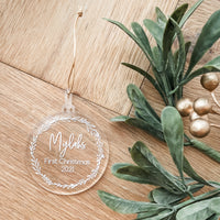 Clear Acrylic Christmas Baubles - Wreath