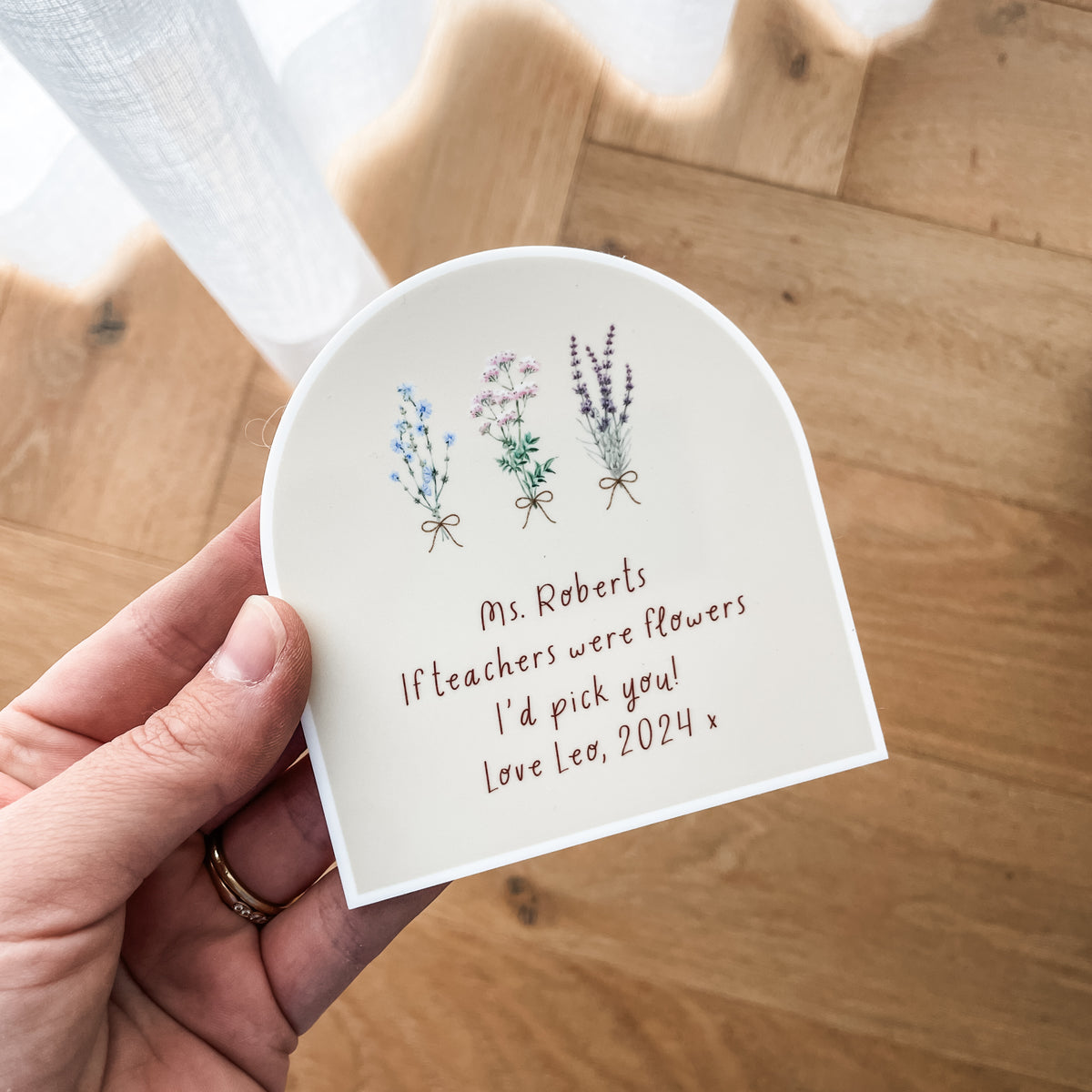 Personalised Arch Fridge Magnet - Wildflower Bunches - White Acrylic